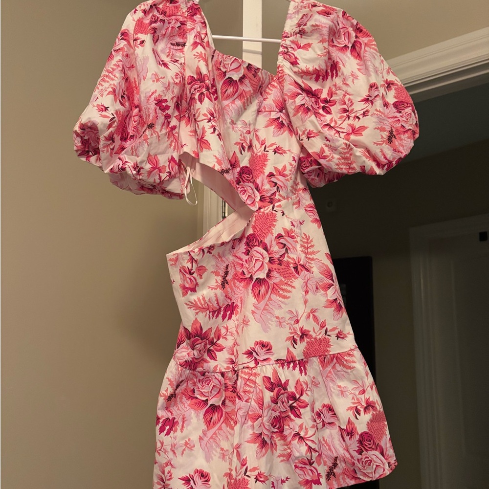 Floral Pink Puff Sleeve Dress